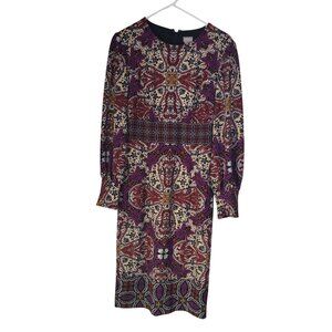 CHICO'S Women's SZ 0 (US 4/6) Medallion Print Sheath Midi Dress Boho Colorful